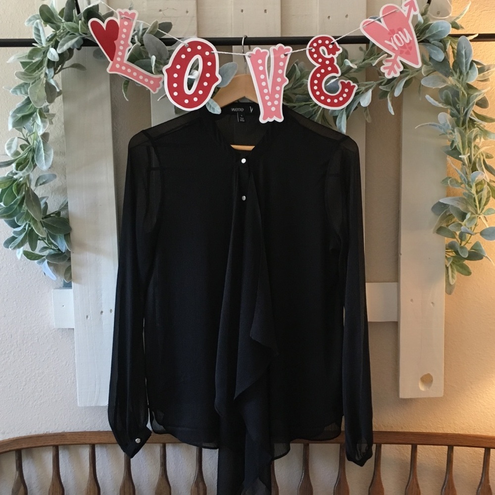 Sheer black long sleeve blouse